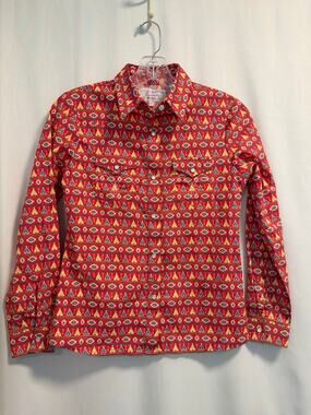 Panhandle Cowgirl Aztec Print 100% Cotton Red Western Shirt - Youth Large